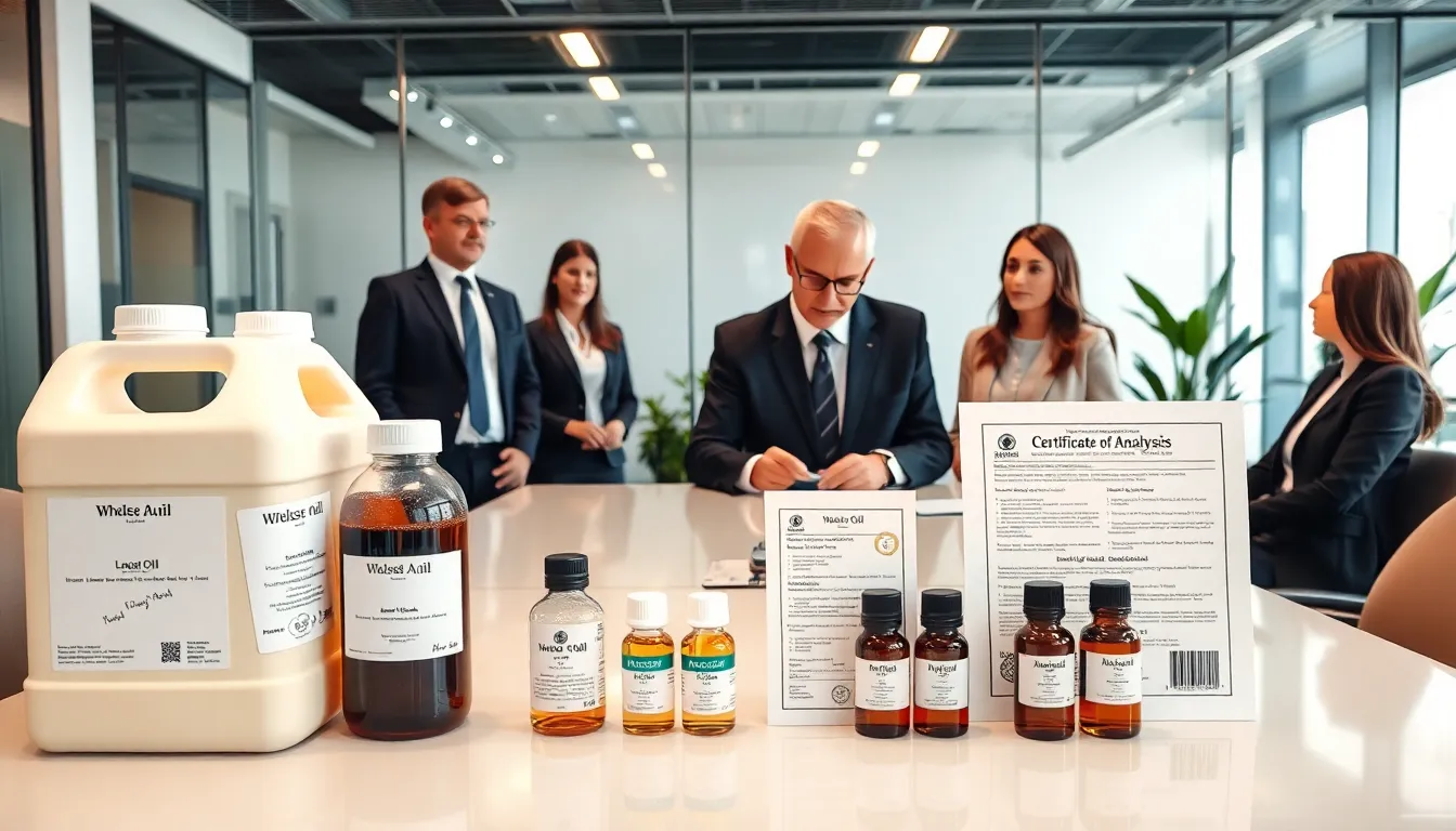 australian business team reviewing wholesale oil supplies in a modern office